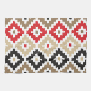 Aztec Tribal Print Ikat Diamond Pattern Tea Towel