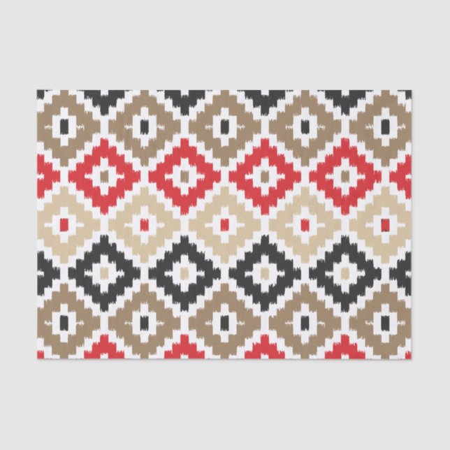 Aztec Tribal Print Ikat Diamond Pattern Tissue Paper (Front)