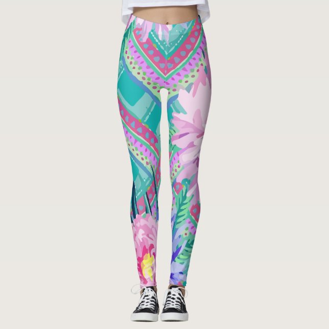 Aztec Tribal Print Leggings (Front)
