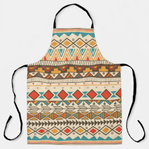Aztec Tribal Striped Vintage Illustration Apron