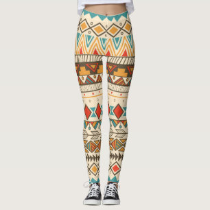 Aztec Tribal Striped Vintage Illustration Leggings