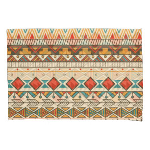 Aztec Tribal Striped Vintage Illustration Pillowcase