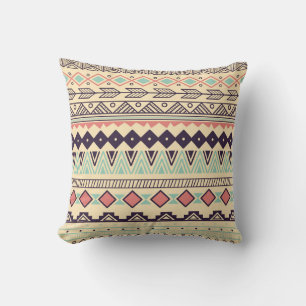 Aztec Tribal Stripes: Vintage Illustration Cushion