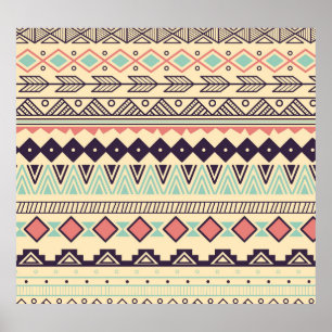 Aztec Tribal Stripes: Vintage Illustration Poster