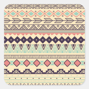 Aztec Tribal Stripes: Vintage Illustration Square Sticker