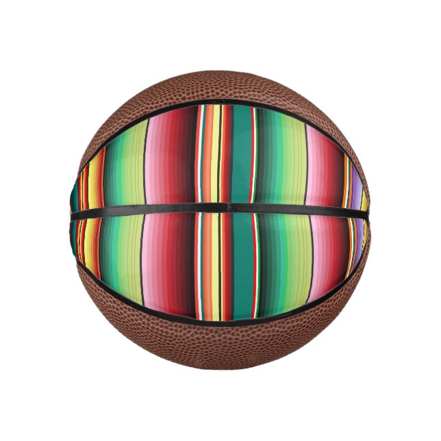 Aztec Tribal Traditional Textile Colourful Linear  Mini Basketball (Front)
