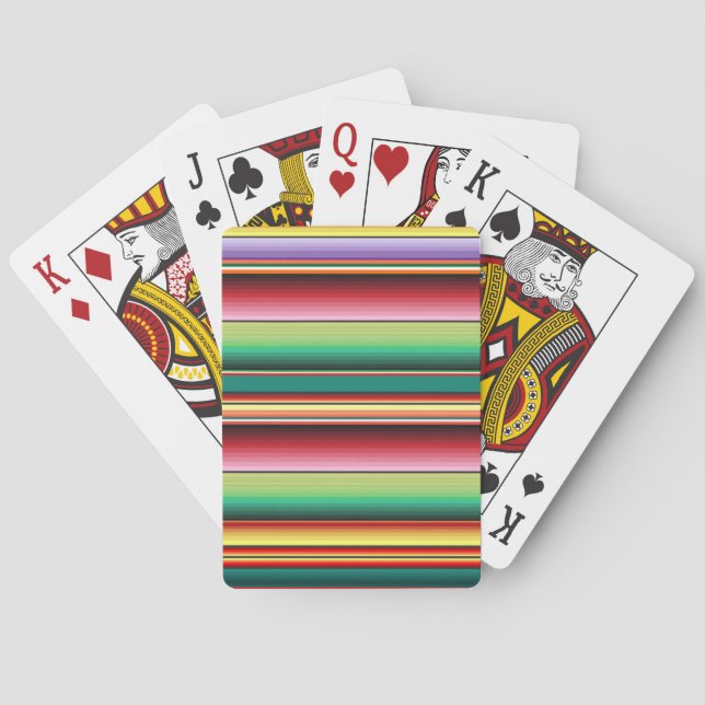 Aztec Tribal Traditional Textile Colourful Linear  Playing Cards (Back)