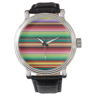 Aztec Tribal Traditional Textile Colourful Linear  Watch