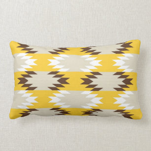 Aztec Tribal Yellow Brown Native American Designs Lumbar Cushion