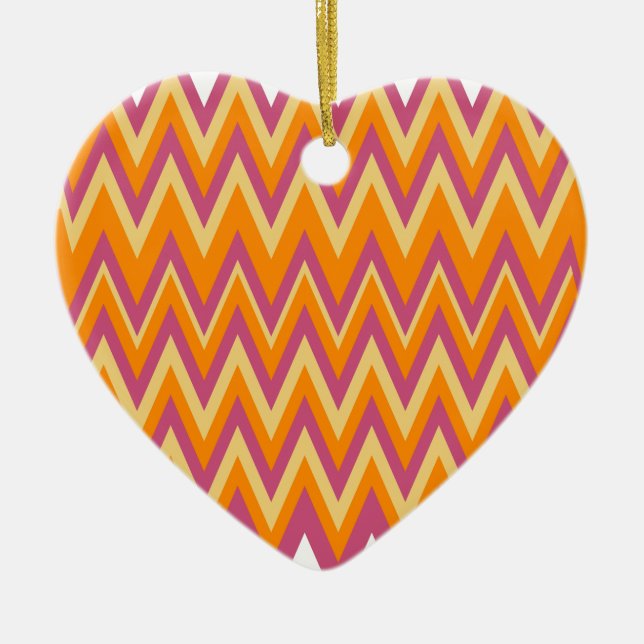 Aztec Tribal ZigZag Ceramic Ornament (Front)