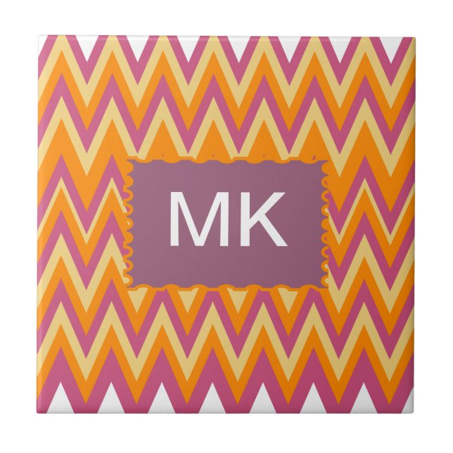 Aztec Tribal ZigZag Ceramic Tile (Front)