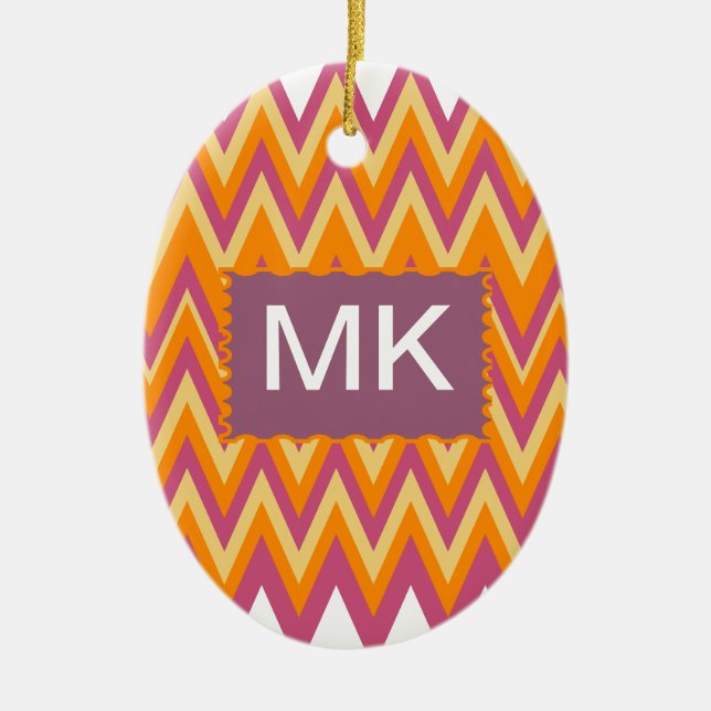 Aztec Tribal ZigZag Ceramic Tree Decoration (Front)