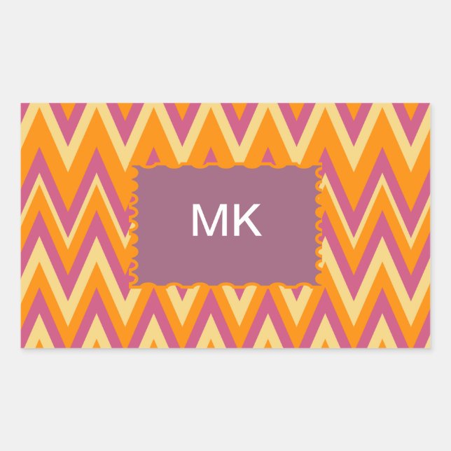 Aztec Tribal ZigZag Rectangular Sticker (Front)
