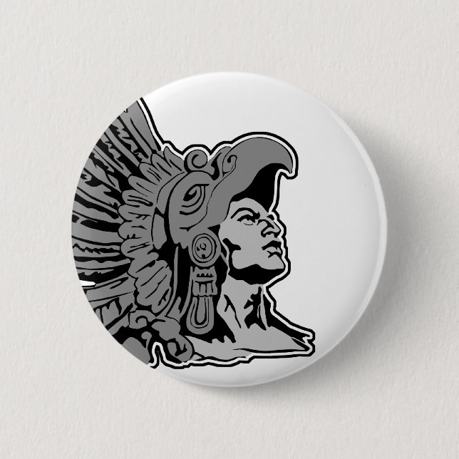 aztec warrior 6 cm round badge (Front)