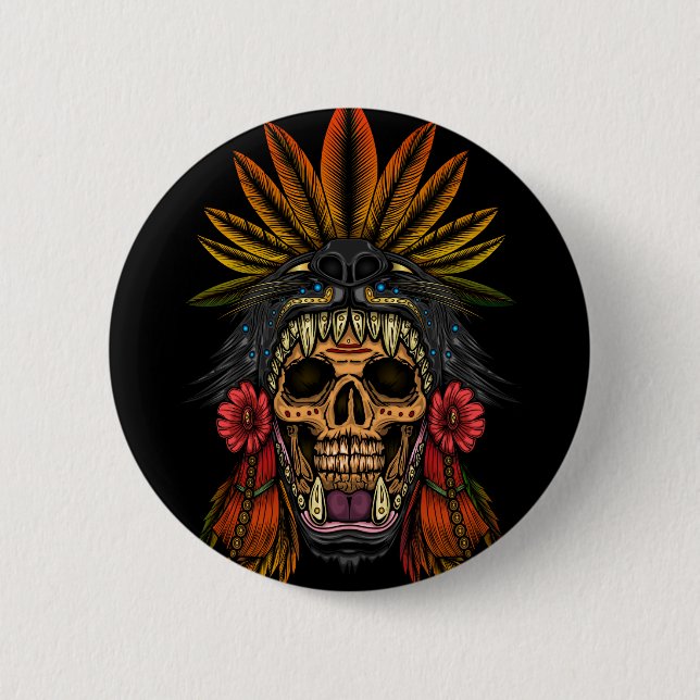 Aztec Warrior 6 Cm Round Badge (Front)