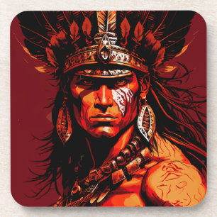 Aztec warrior, Aztec culture, Mayan culture Coaster