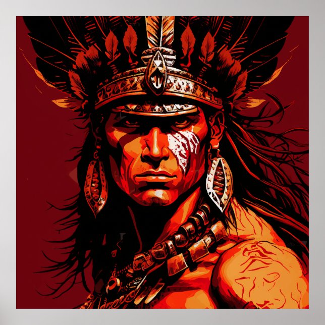 Aztec warrior, Aztec culture, Mayan culture Poster (Front)