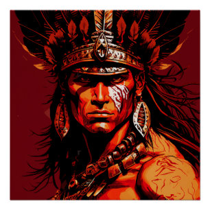 Aztec warrior, Aztec culture, Mayan culture  Poster