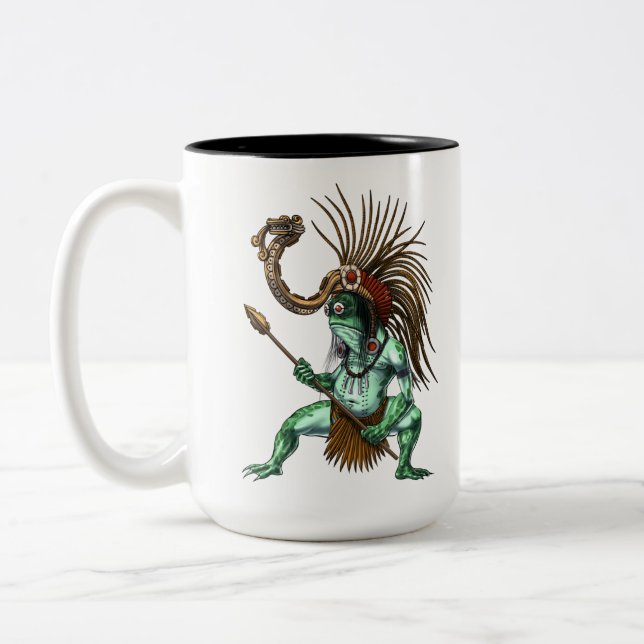 Aztec Warrior Deity Cueyatl Two-Tone Coffee Mug (Left)