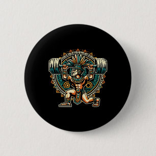 Aztec Warrior Gym Weightlifting Bodybuilding Worko 6 Cm Round Badge