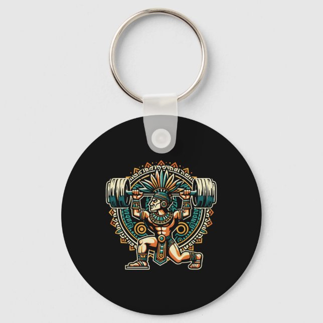 Aztec Warrior Gym Weightlifting Bodybuilding Worko Key Ring (Front)