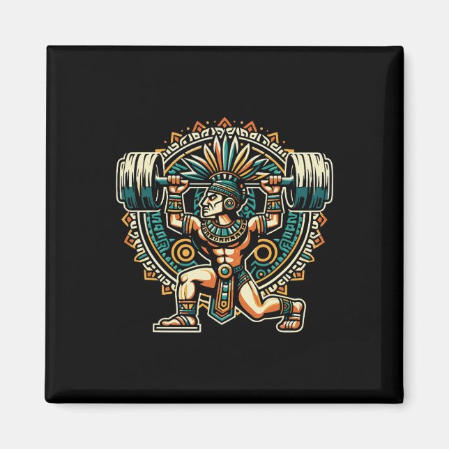 Aztec Warrior Gym Weightlifting Bodybuilding Worko Magnet (Front)