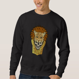 Aztec Warrior Jaguar Death Skull Native Headdress  Sweatshirt