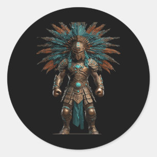 Aztec Warrior Mexican Boxing Pride  Classic Round Sticker
