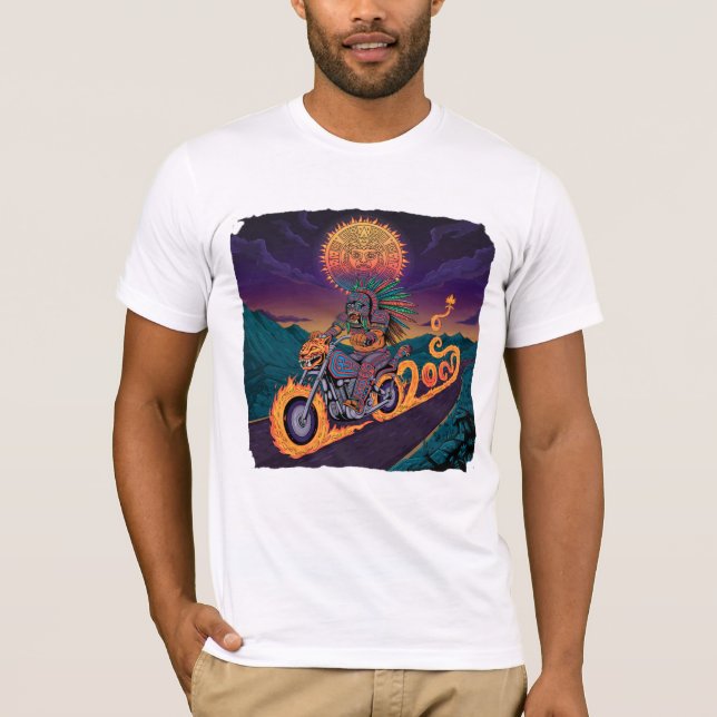 Aztec Warrior T-shirt | Fire Serpent & Jaguar Art (Front)