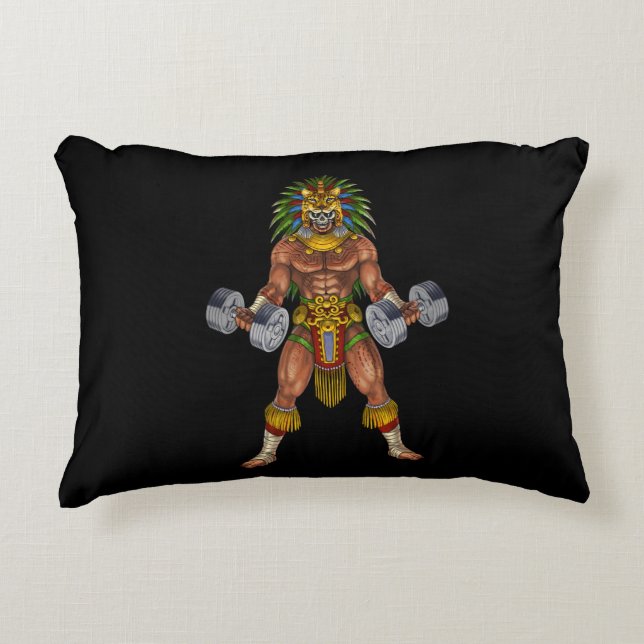 Aztec Warrior Weightlifting Decorative Cushion (Front)