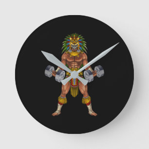 Aztec Warrior Weightlifting Round Clock