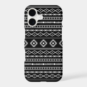 Aztec White Grey Black Mixed Motifs Pattern
