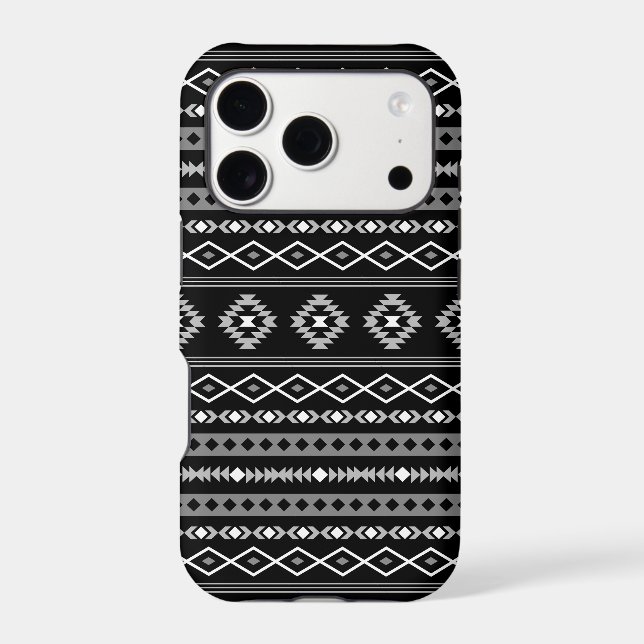 Aztec White Grey Black Mixed Motifs Pattern (Back)