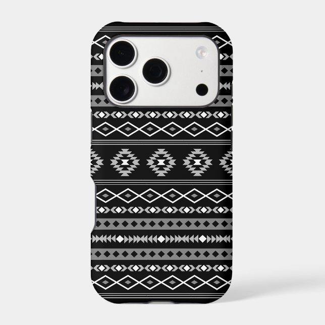 Aztec White Grey Black Mixed Motifs Pattern (Back)