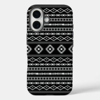 Aztec White Grey Black Mixed Motifs Pattern