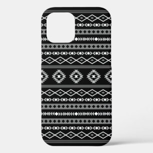 Aztec White Grey Black Mixed Motifs Pattern iPhone 12 Pro Case