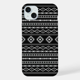 Aztec White Grey Black Mixed Motifs Pattern iPhone 15 Plus Case