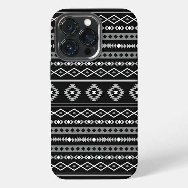 Aztec White Grey Black Mixed Motifs Pattern iPhone Case (Back)