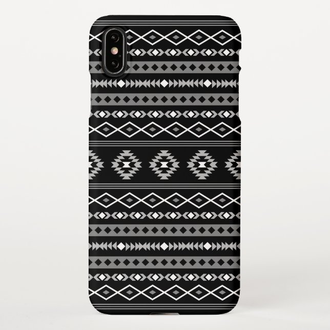 Aztec White Grey Black Mixed Motifs Pattern iPhone Case (Back)