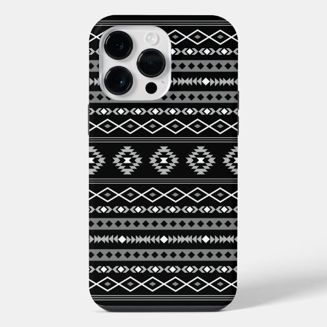 Aztec White Grey Black Mixed Motifs Pattern iPhone Case (Back)