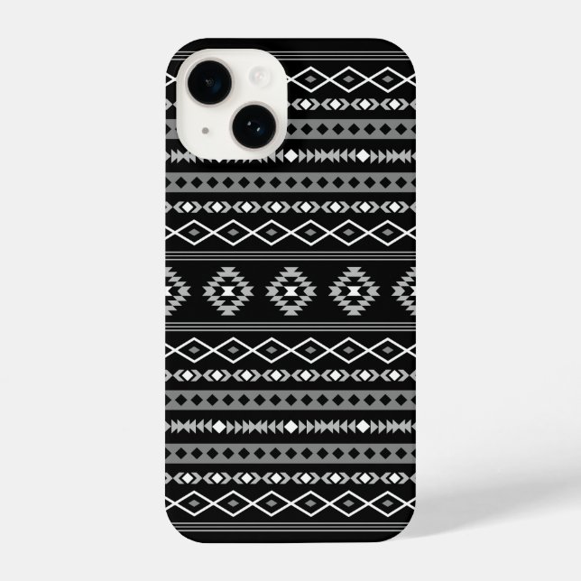 Aztec White Grey Black Mixed Motifs Pattern iPhone Case (Back)