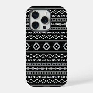 Aztec White Grey Black Mixed Motifs Pattern iPhone 15 Pro Case