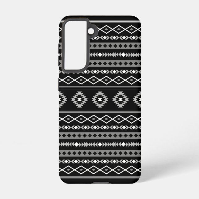 Aztec White Grey Black Mixed Motifs Pattern Samsung Galaxy S21 Case (Back)