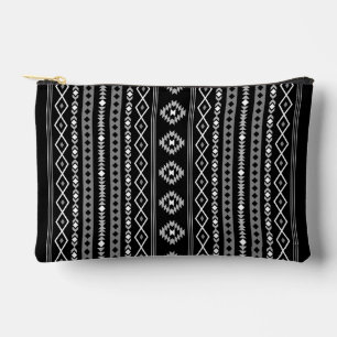 Aztec White Grey Black Mixed Motifs V Pattern Accessory Pouch