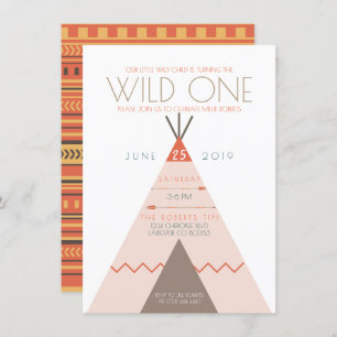 Aztec Wild One   First Birthday Invite