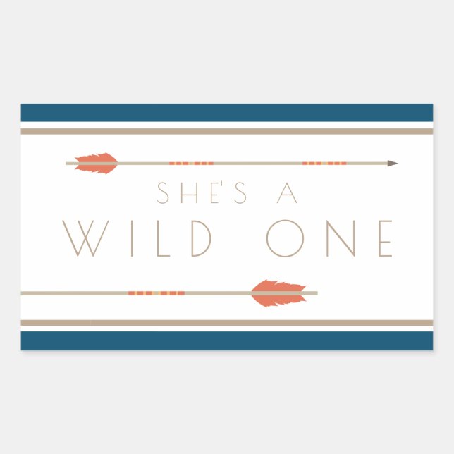 Aztec Wild One | First Birthday Rectangular Sticker (Front)