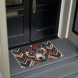 Aztec Wolf Face Doormat