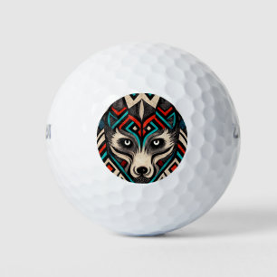 Aztec Wolf Face Golf Balls