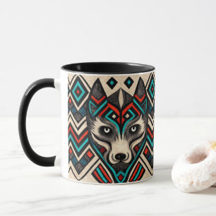 Aztec Wolf Face Mug
