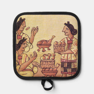 Aztec Women at a Banquet Pot Holder
